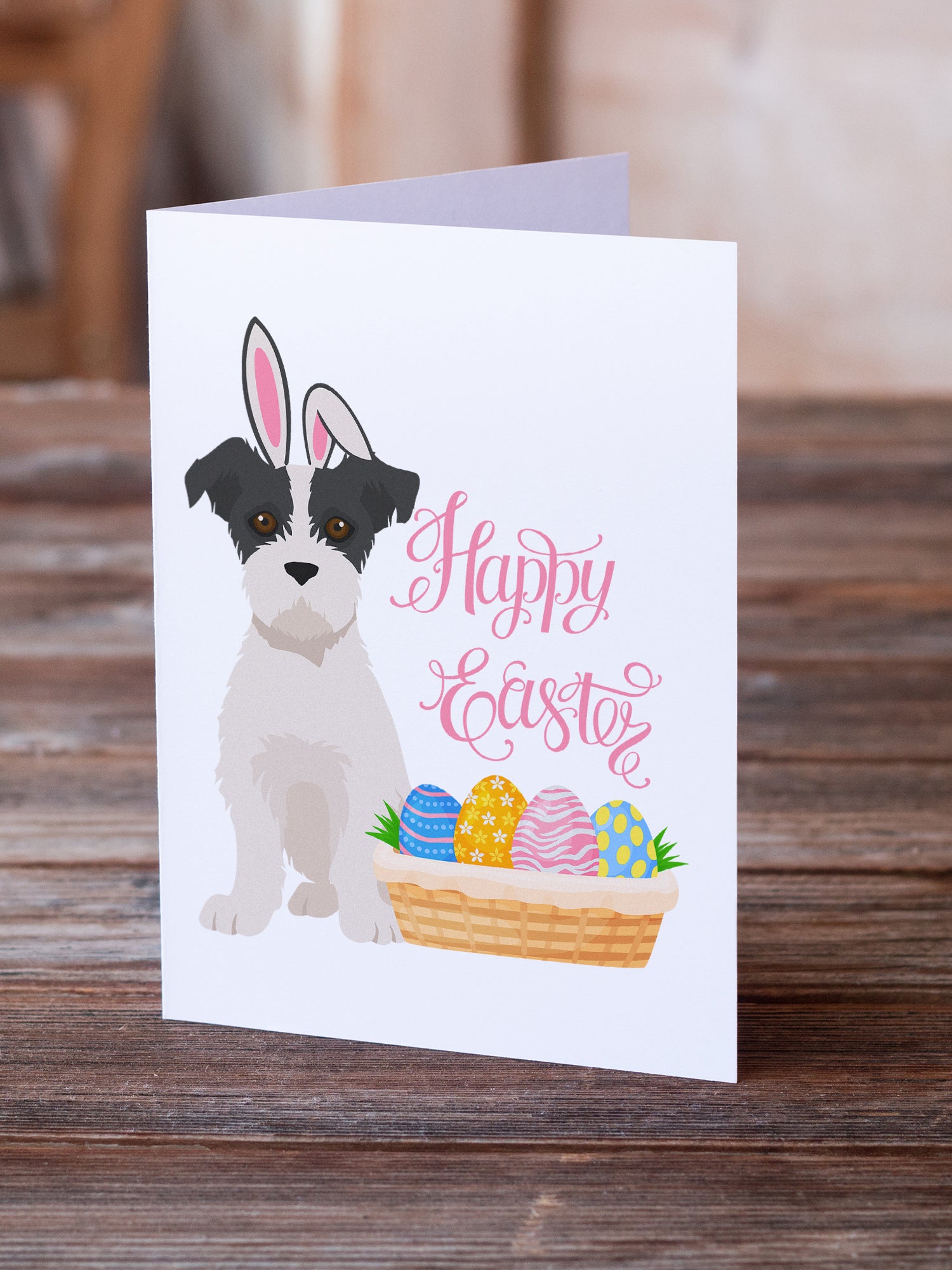 Buy this Black White Wirehair Jack Russell Terrier Easter Greeting Cards and Envelopes Pack of 8