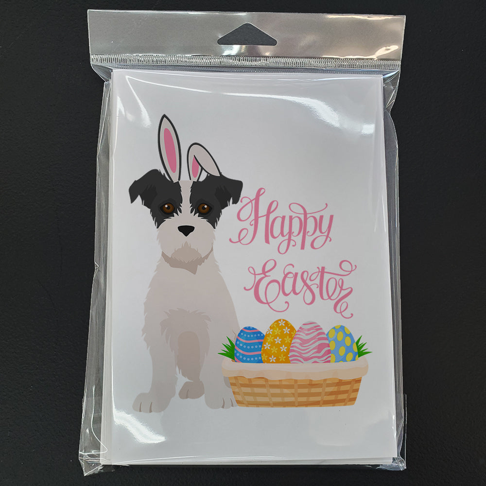 Black White Wirehair Jack Russell Terrier Easter Greeting Cards and Envelopes Pack of 8 - the-store.com