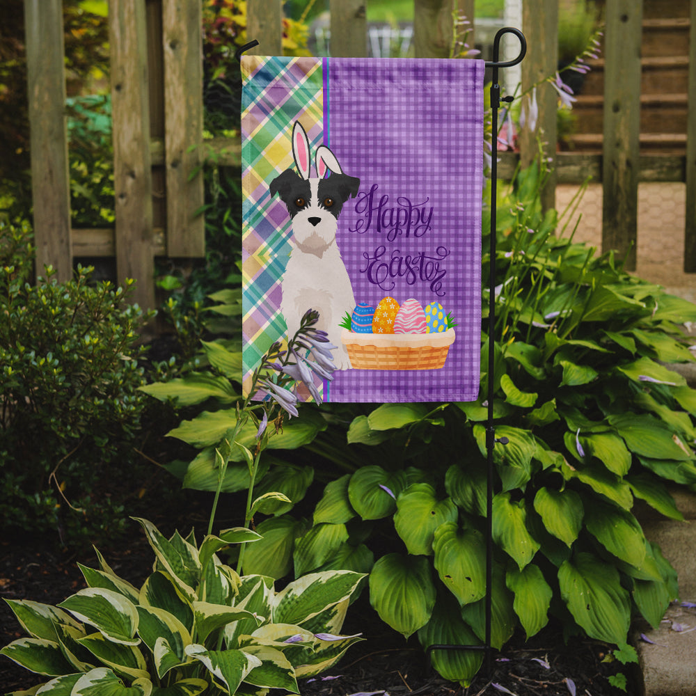Black White Wirehair Jack Russell Terrier Easter Flag Garden Size  the-store.com.