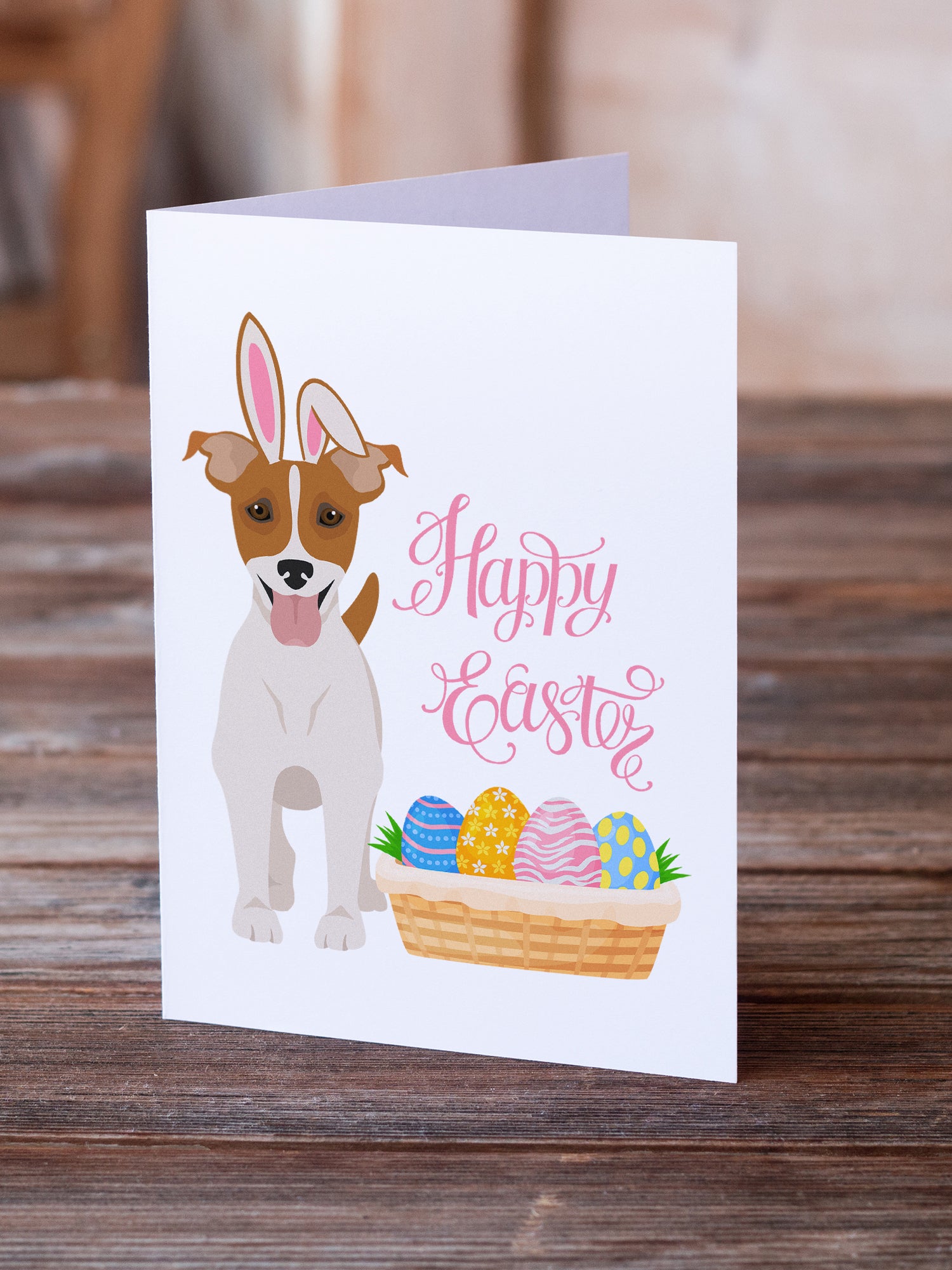 Brown White Smooth Jack Russell Terrier Easter Greeting Cards and Envelopes Pack of 8 - the-store.com