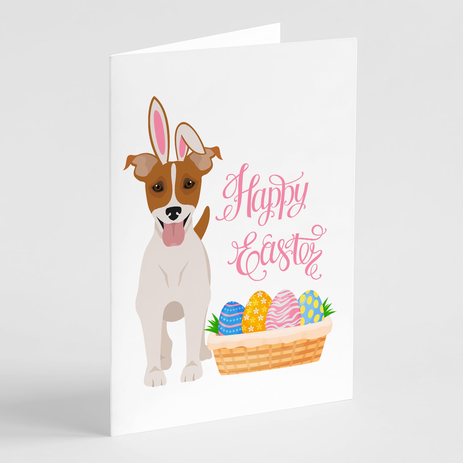 Buy this Brown White Smooth Jack Russell Terrier Easter Greeting Cards and Envelopes Pack of 8