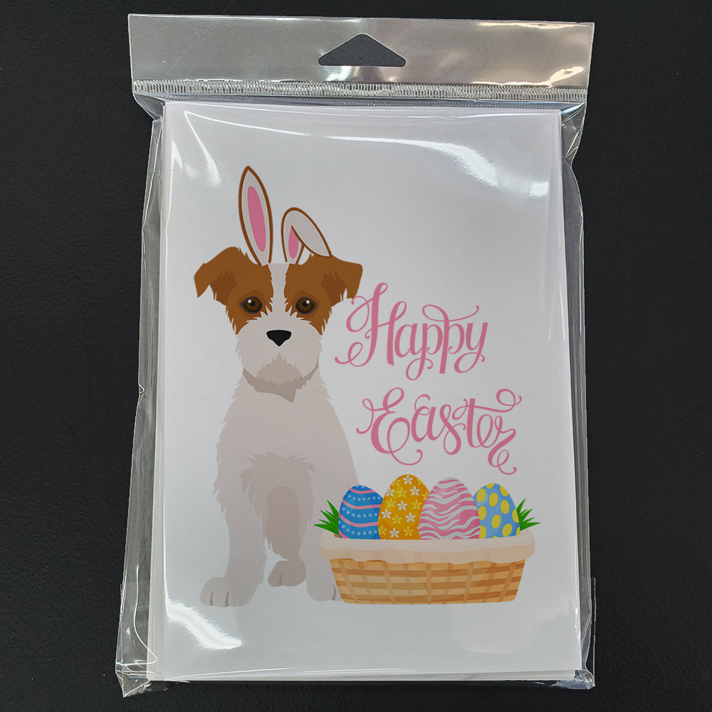 Brown White Wirehair Jack Russell Terrier Easter Greeting Cards and Envelopes Pack of 8 - the-store.com