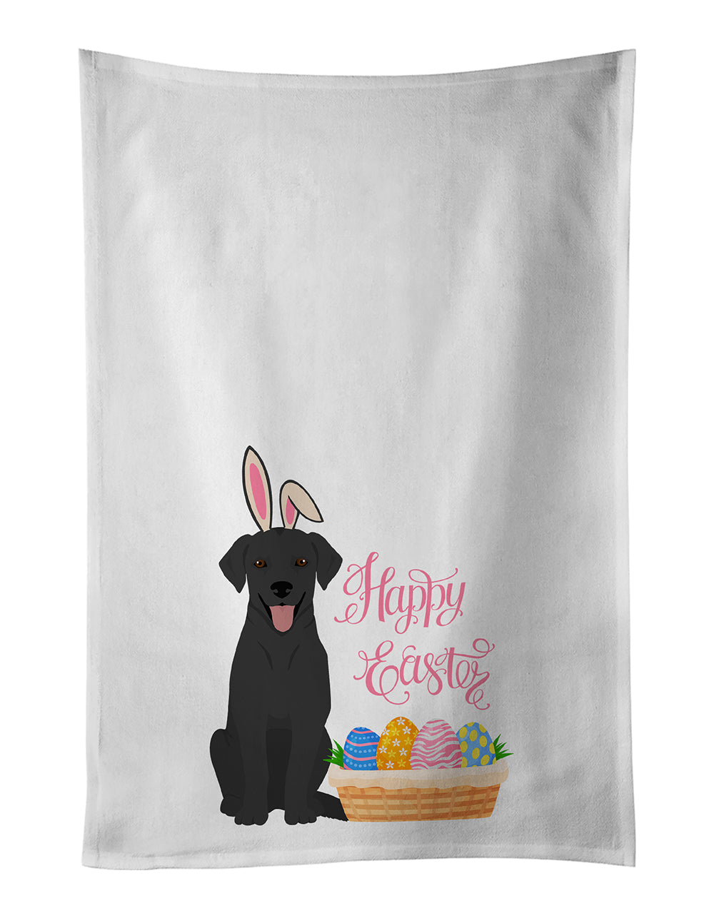 Buy this Black Labrador Retriever Easter White Kitchen Towel Set of 2 Dish Towels