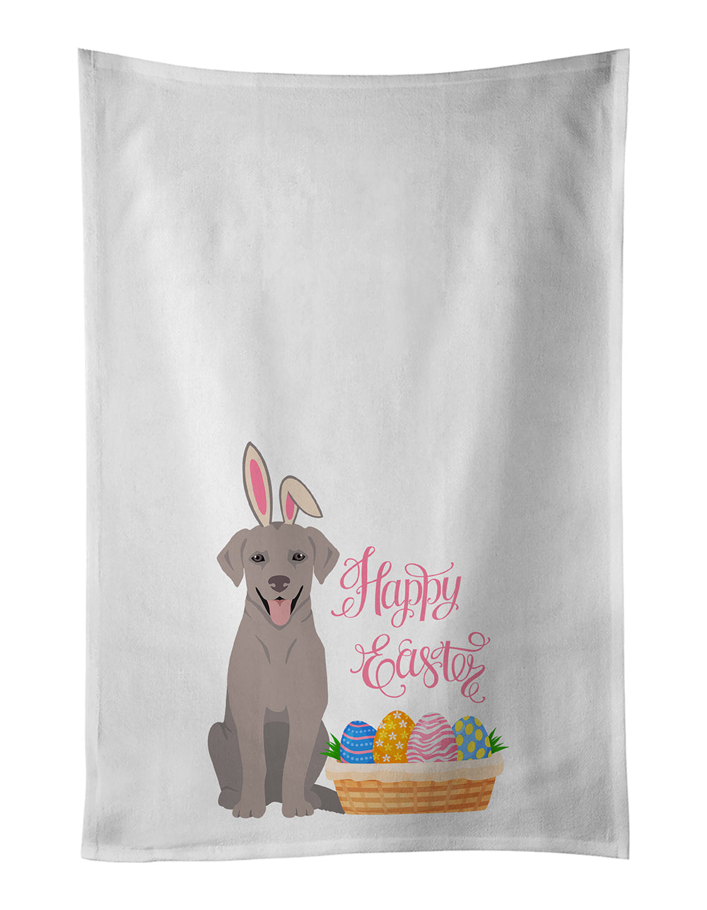 Buy this Gray Labrador Retriever Easter White Kitchen Towel Set of 2 Dish Towels