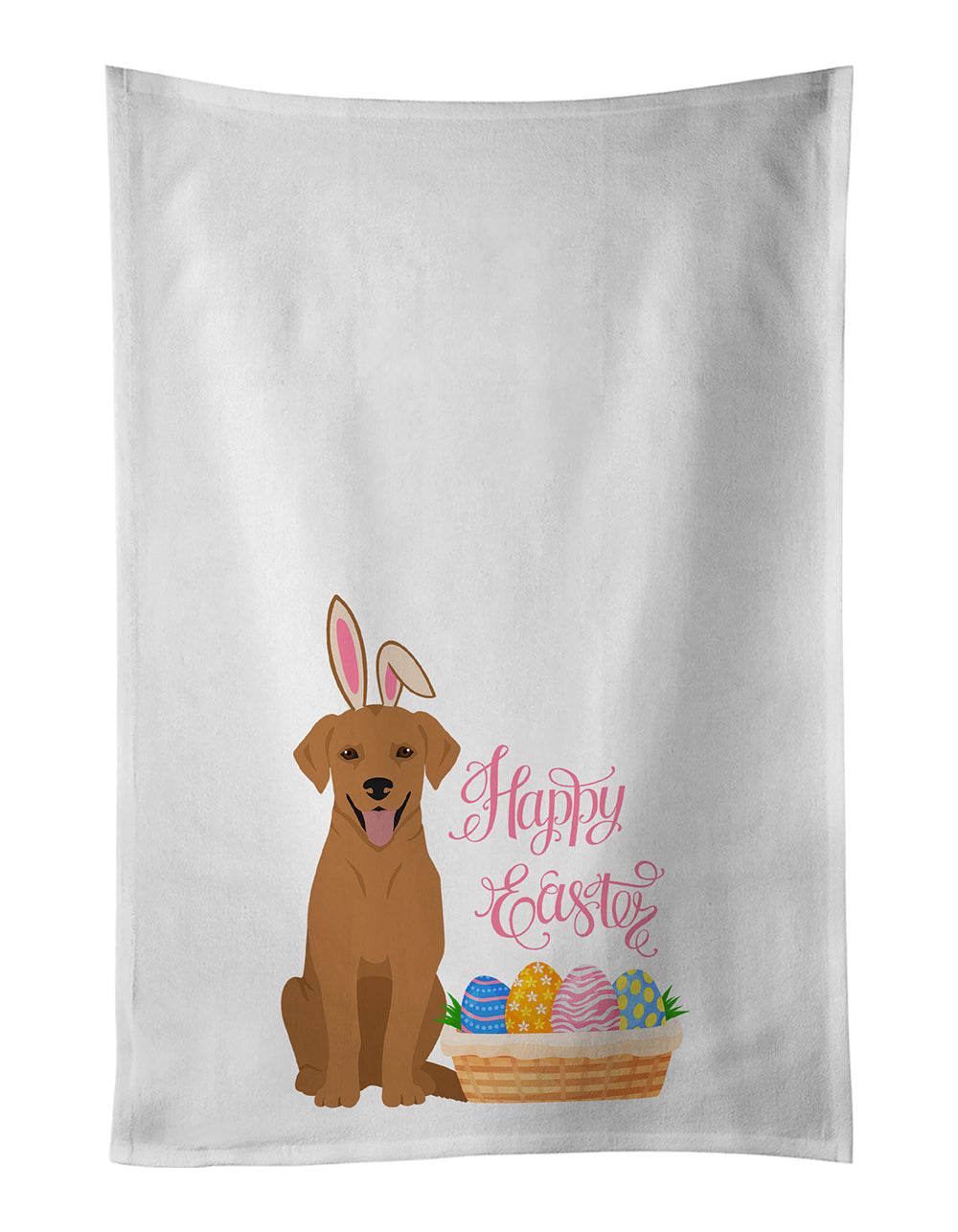 Buy this Red Fox Labrador Retriever Easter White Kitchen Towel Set of 2 Dish Towels