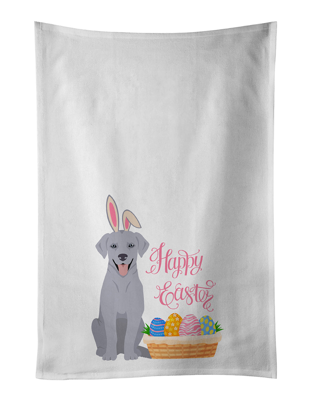 Buy this Silver Labrador Retriever Easter White Kitchen Towel Set of 2 Dish Towels