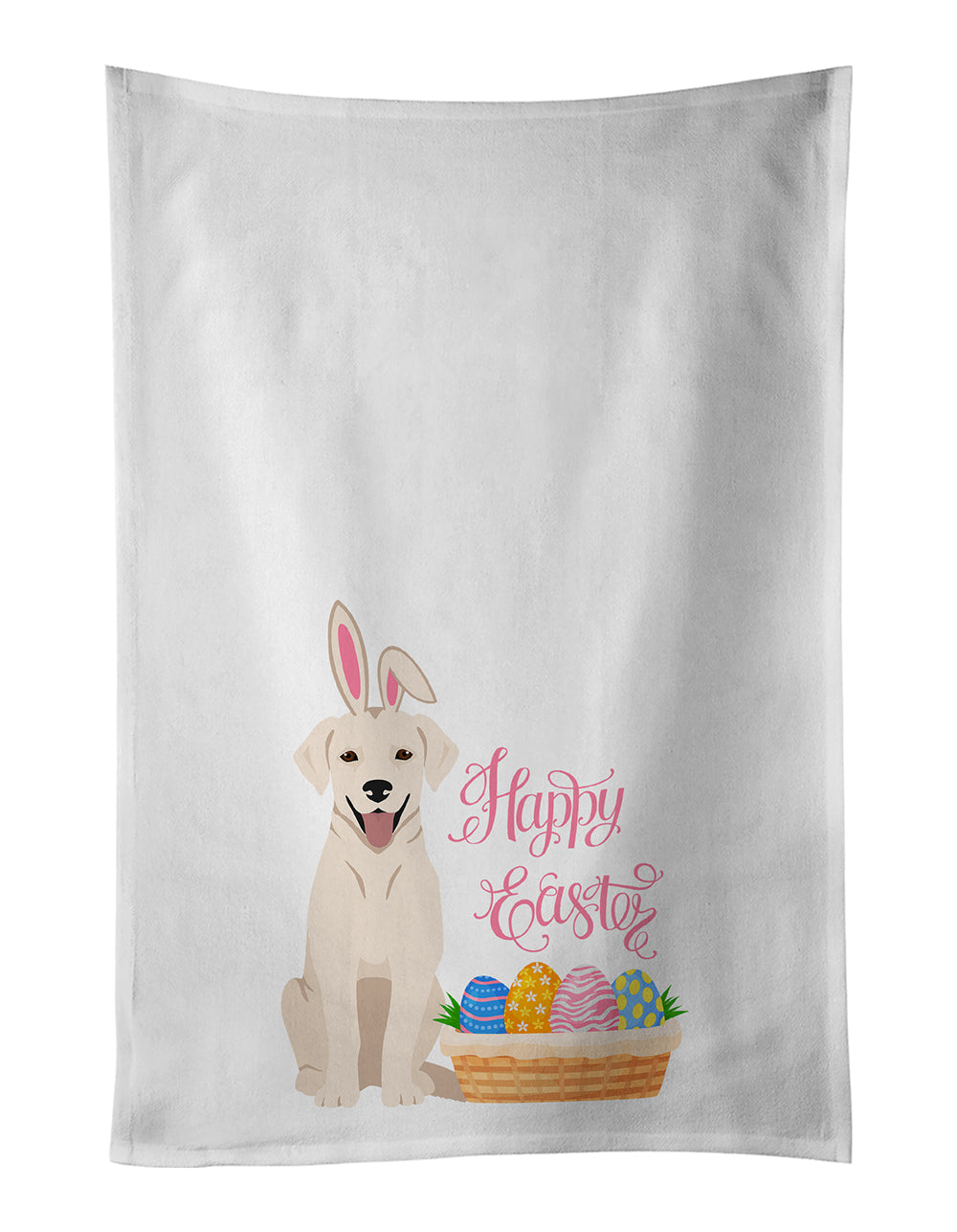 Buy this White Cream Labrador Retriever Easter White Kitchen Towel Set of 2 Dish Towels