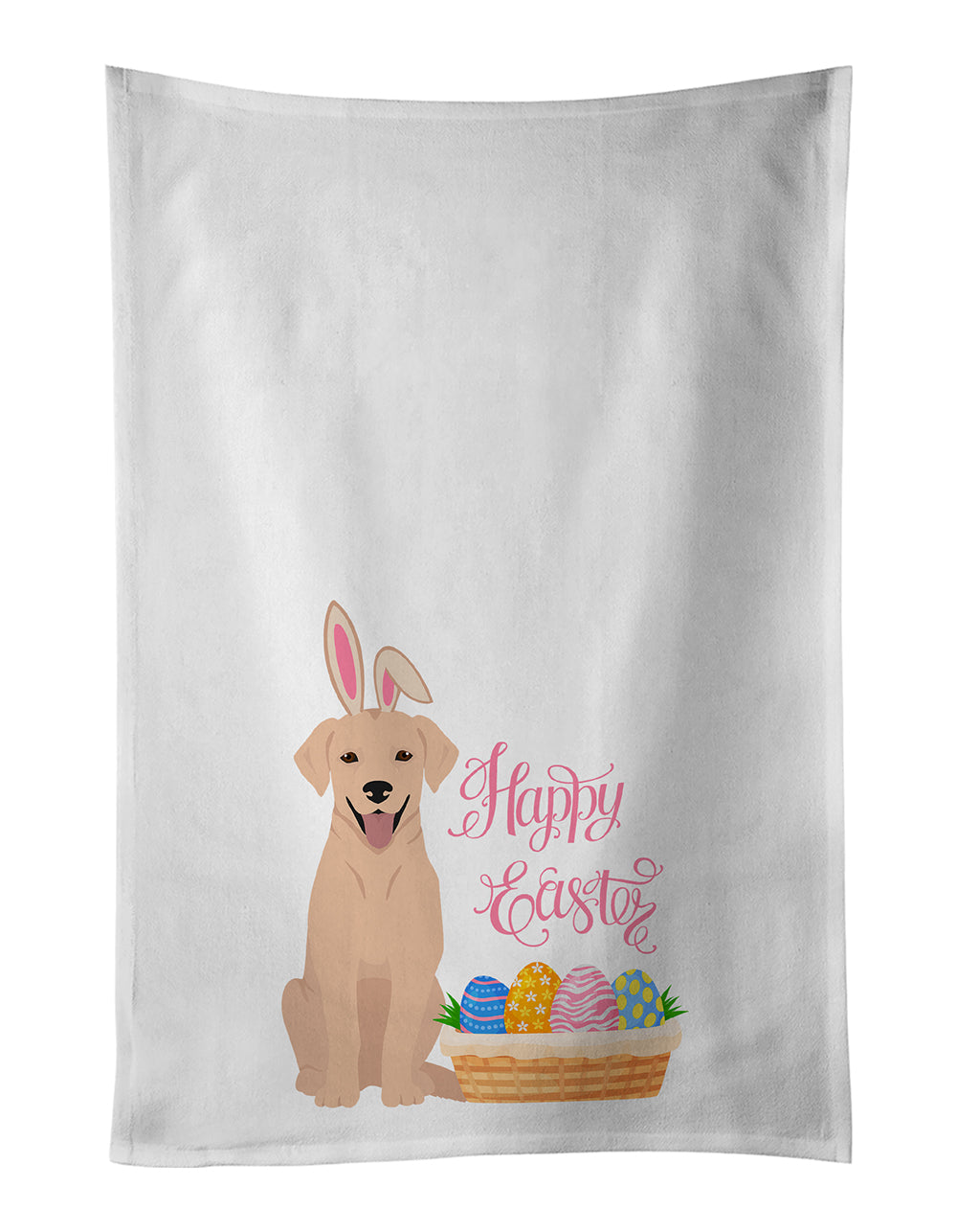 Buy this Yellow Labrador Retriever Easter White Kitchen Towel Set of 2 Dish Towels