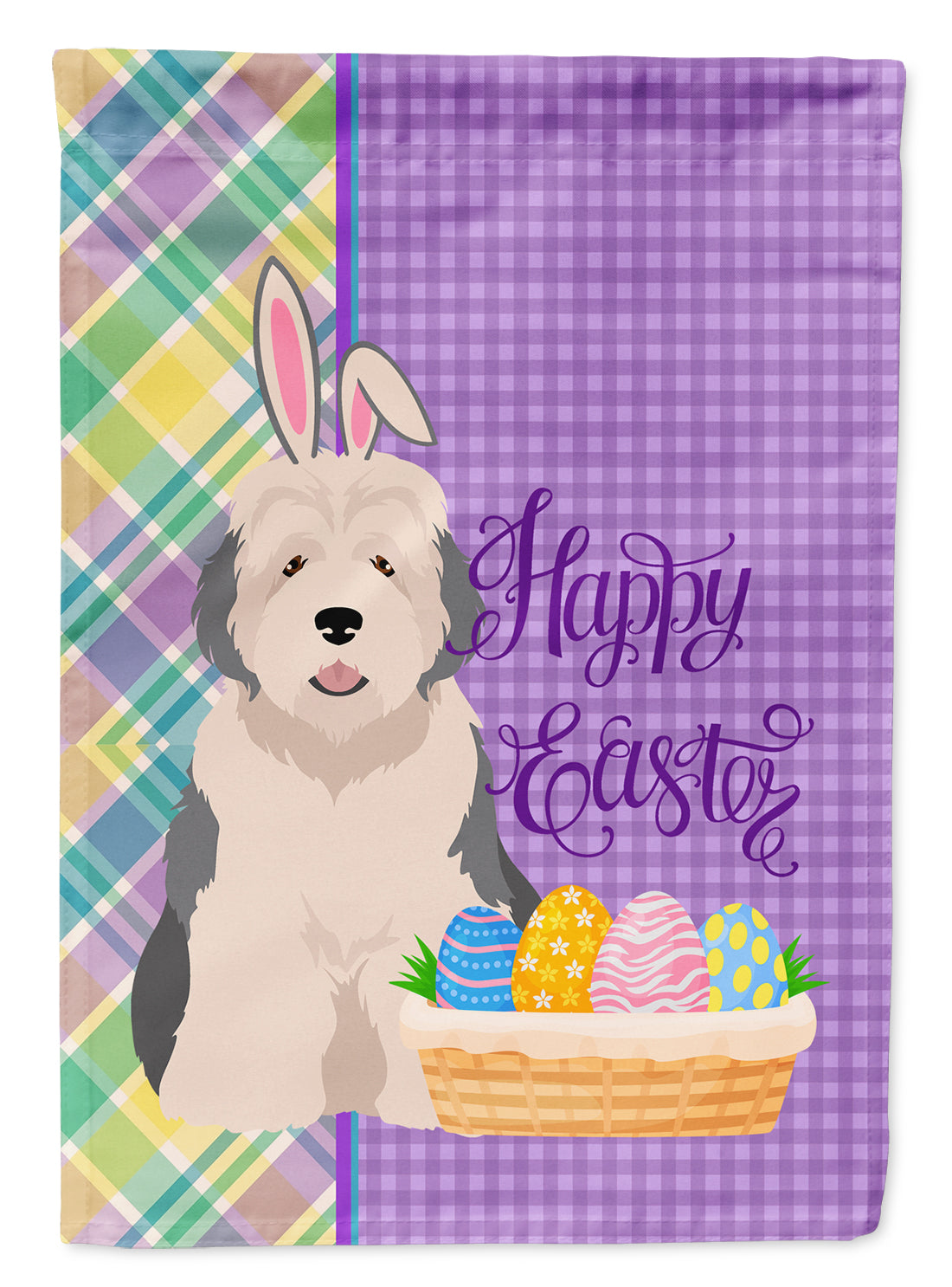 Old English Sheepdog Easter Flag Garden Size  the-store.com.