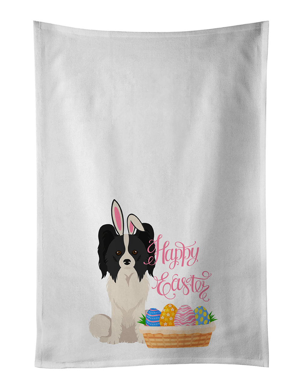 Buy this Black and White Papillon Easter White Kitchen Towel Set of 2 Dish Towels