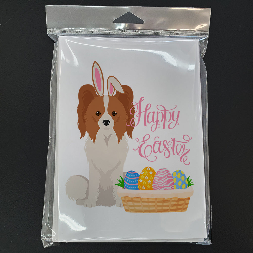 Red and White Papillon Easter Greeting Cards and Envelopes Pack of 8 - the-store.com