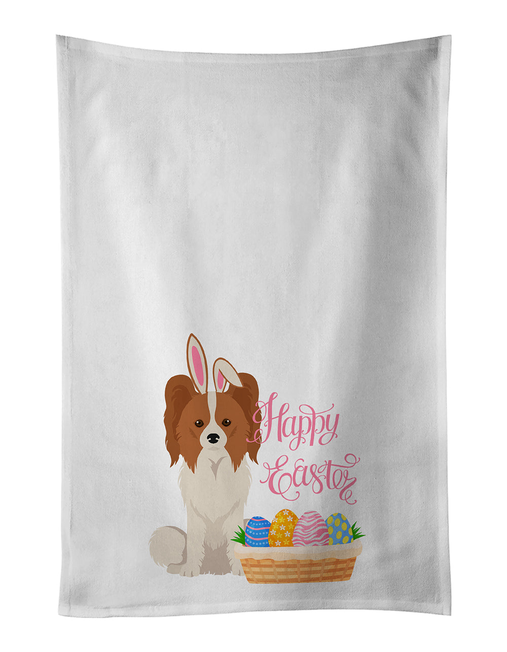 Buy this Red and White Papillon Easter White Kitchen Towel Set of 2 Dish Towels