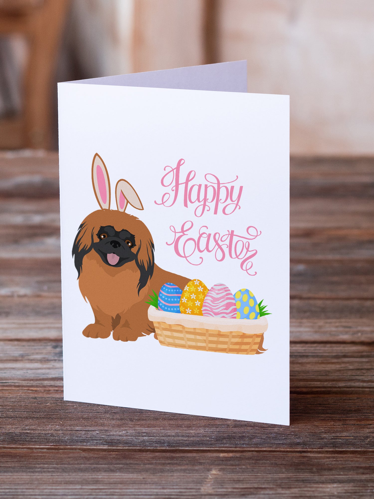 Red Pekingese Easter Greeting Cards and Envelopes Pack of 8 - the-store.com