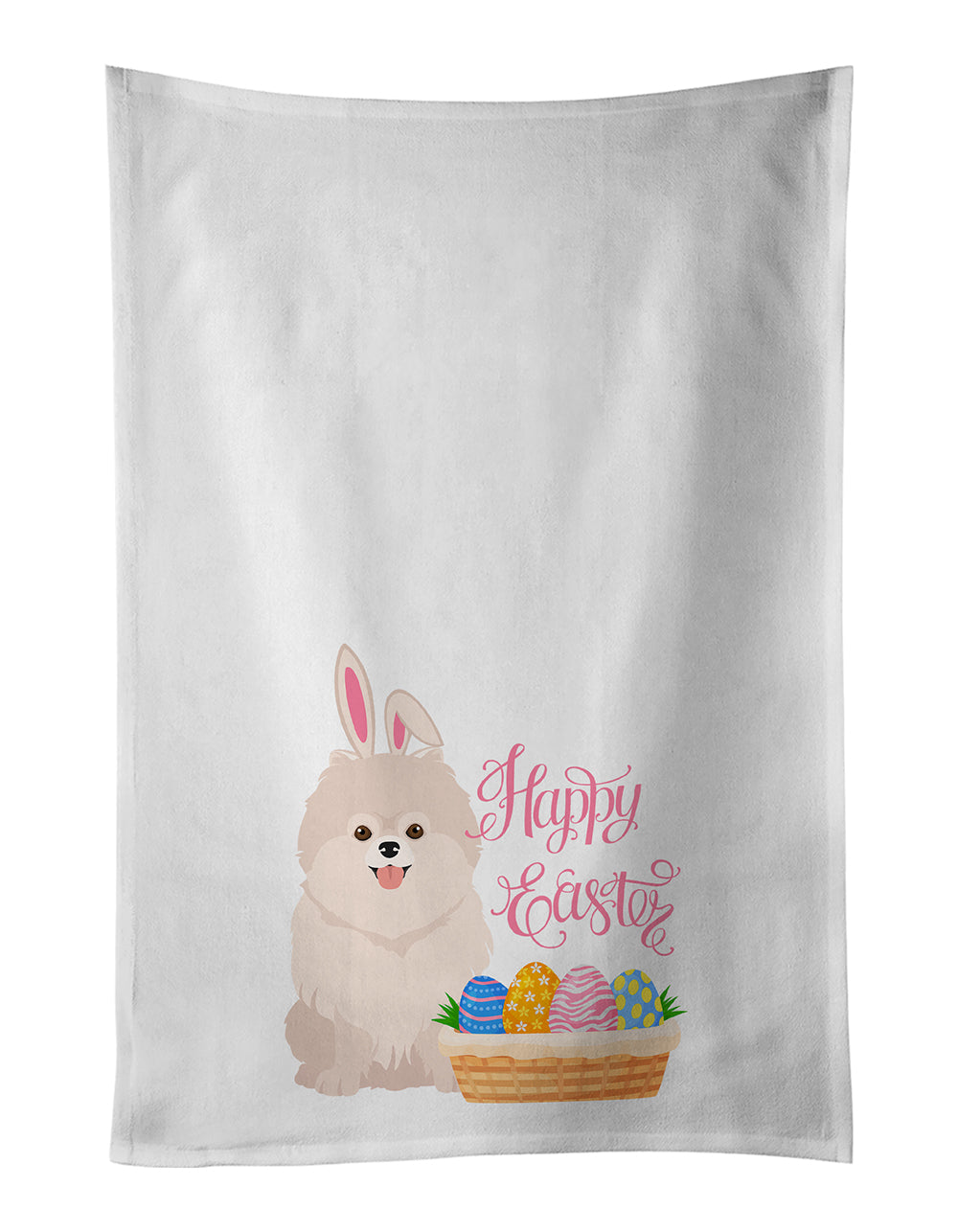 Buy this White Pomeranian Easter White Kitchen Towel Set of 2 Dish Towels