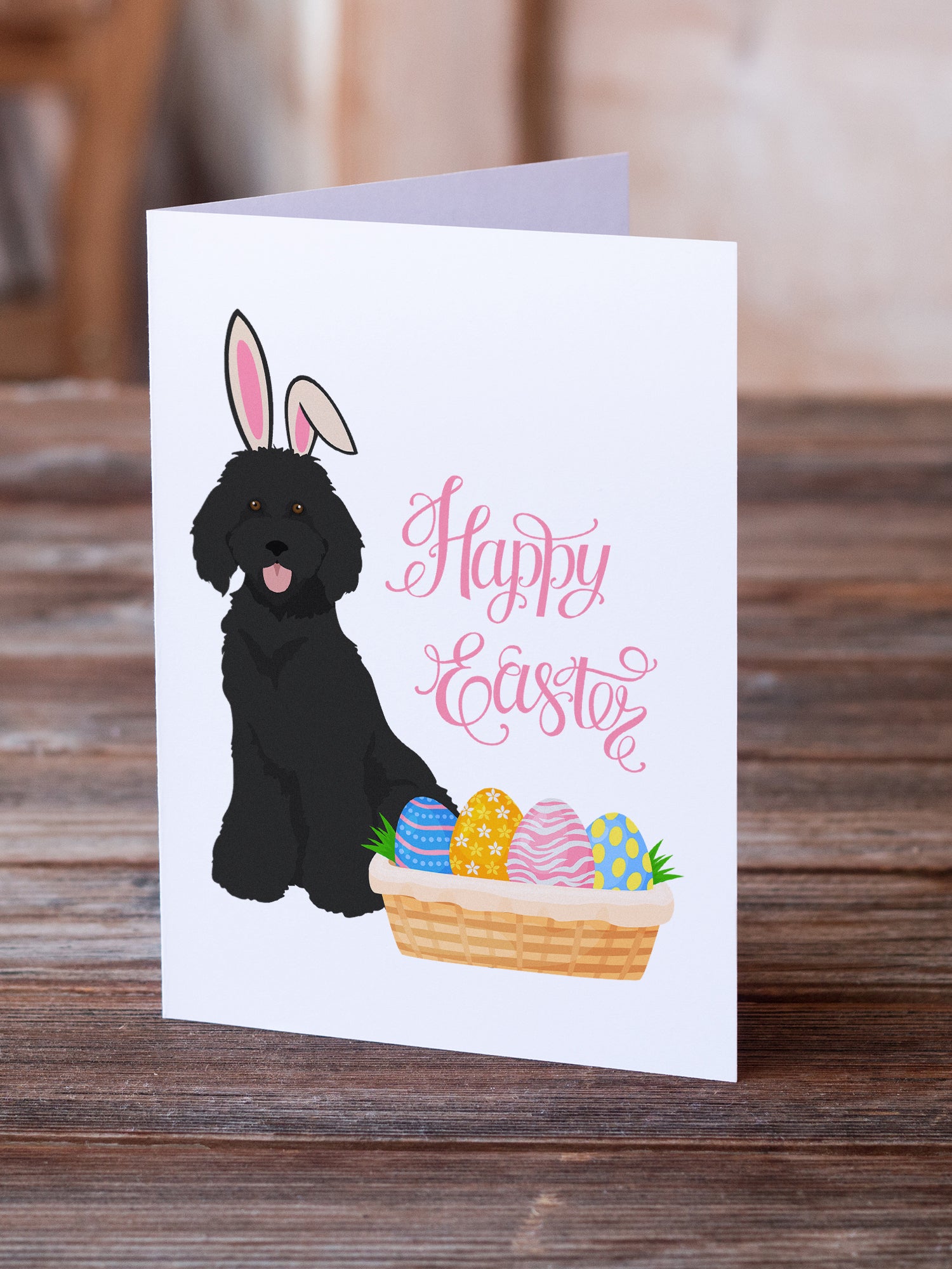 Standard Black Poodle Easter Greeting Cards and Envelopes Pack of 8 - the-store.com