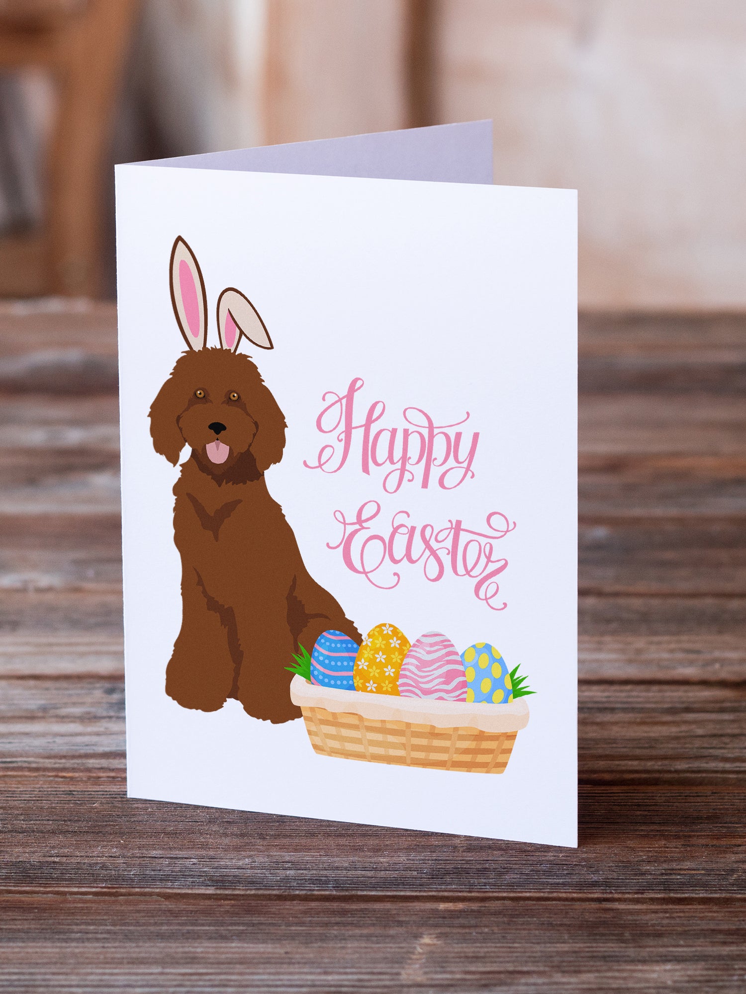 Buy this Standard Red Poodle Easter Greeting Cards and Envelopes Pack of 8