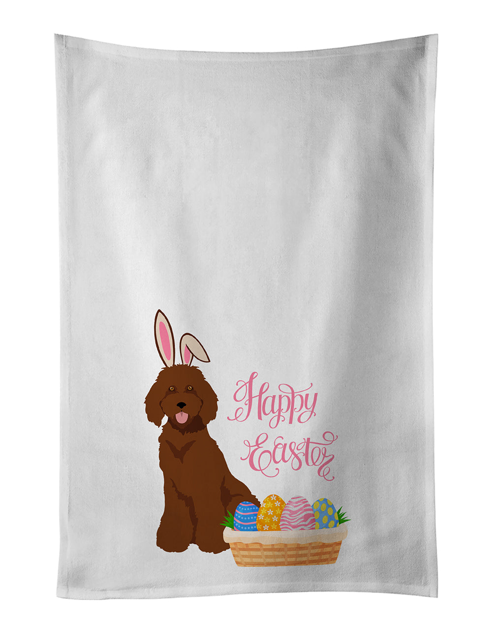 Buy this Standard Red Poodle Easter White Kitchen Towel Set of 2 Dish Towels