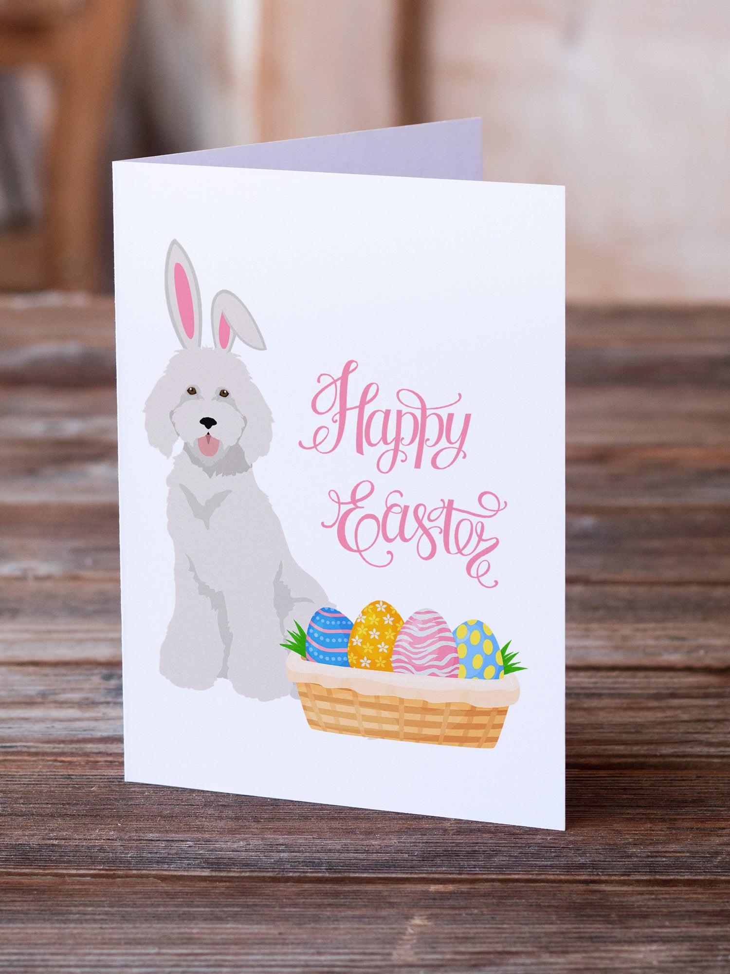 Standard White Poodle Easter Greeting Cards and Envelopes Pack of 8 - the-store.com