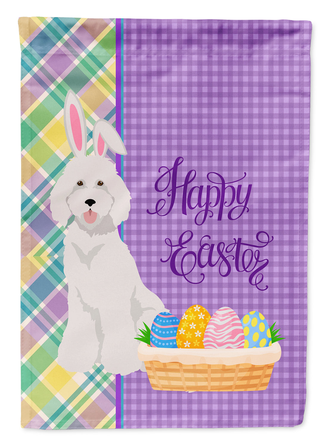 Standard White Poodle Easter Flag Garden Size  the-store.com.