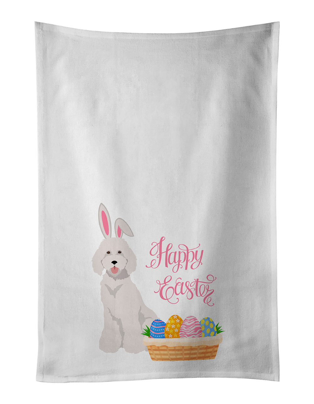 Buy this Standard White Poodle Easter White Kitchen Towel Set of 2 Dish Towels