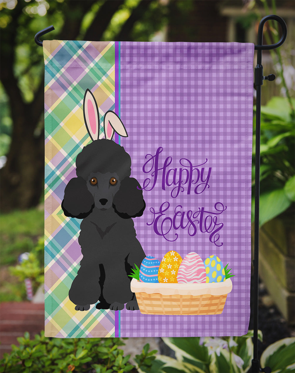 Toy Black Poodle Easter Flag Garden Size  the-store.com.