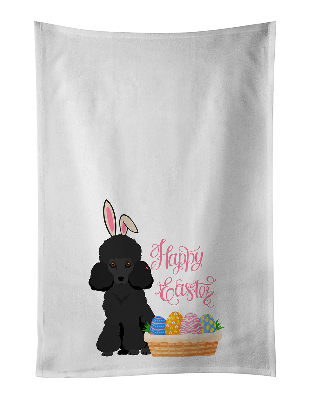 Buy this Toy Black Poodle Easter White Kitchen Towel Set of 2 Dish Towels