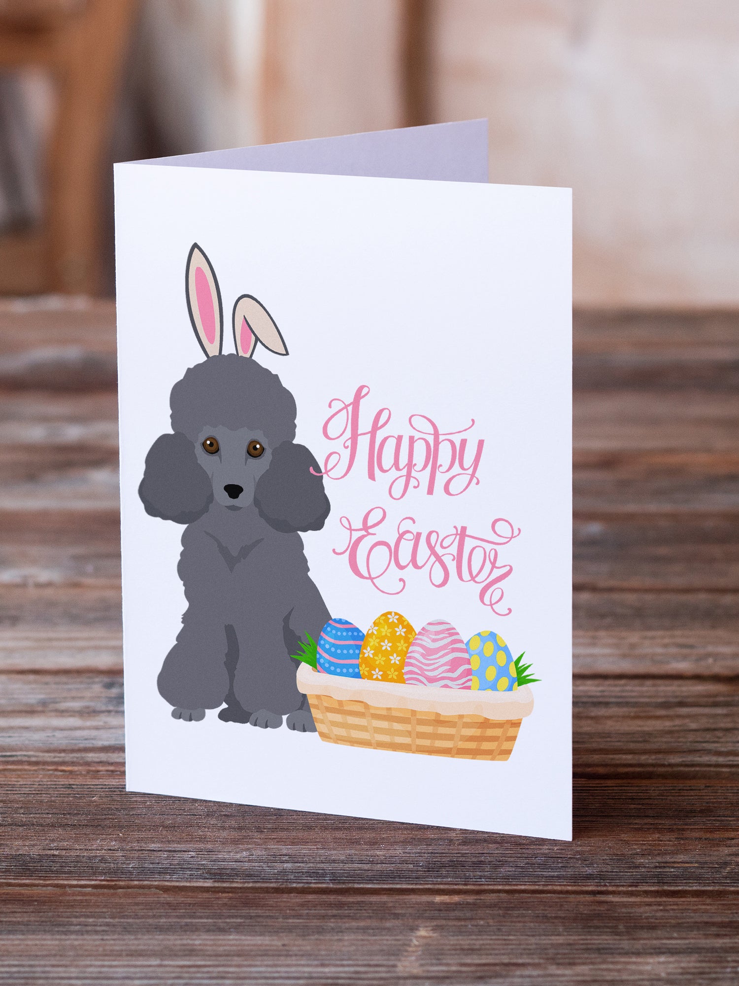 Toy Grey Poodle Easter Greeting Cards and Envelopes Pack of 8 - the-store.com