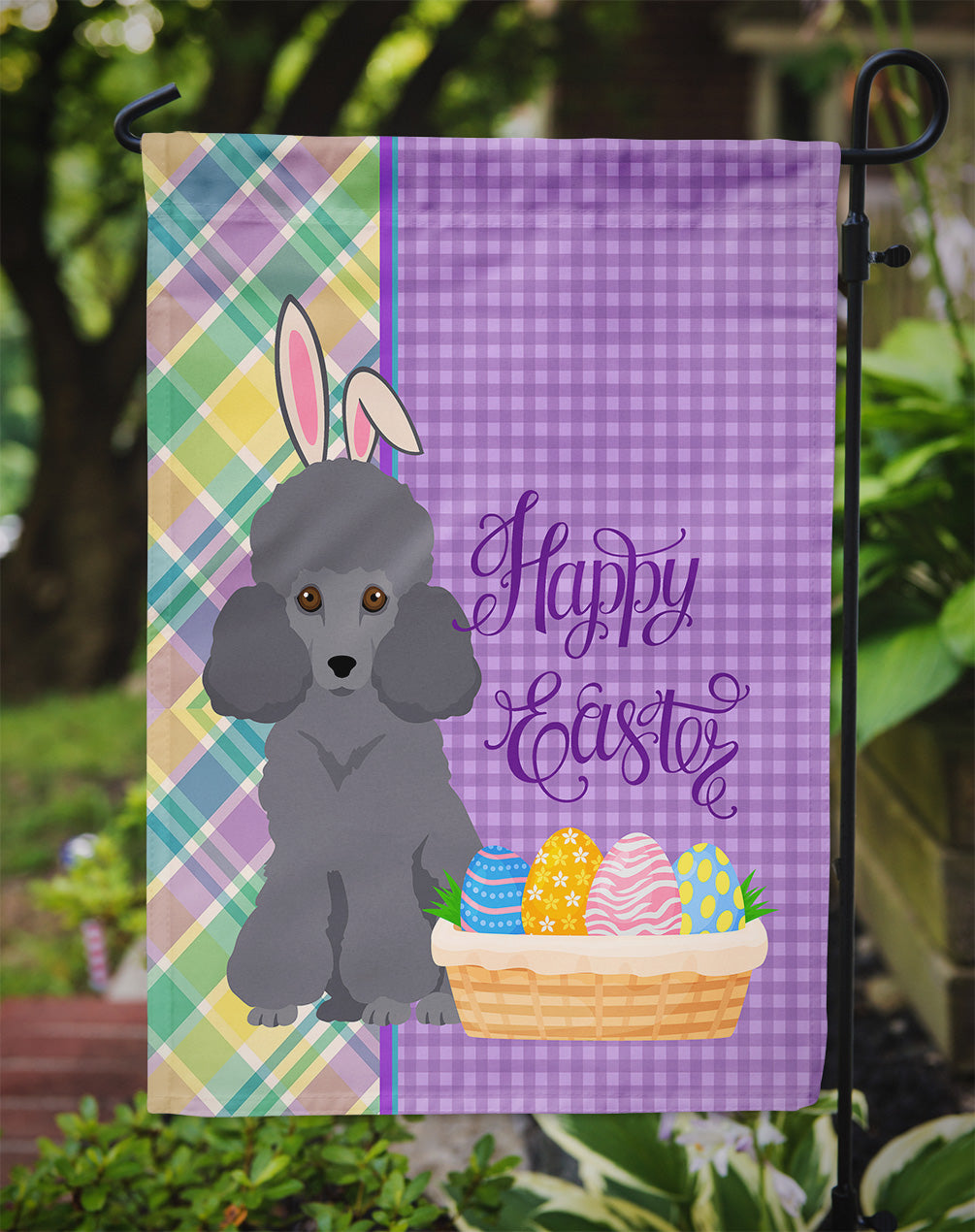 Toy Grey Poodle Easter Flag Garden Size  the-store.com.