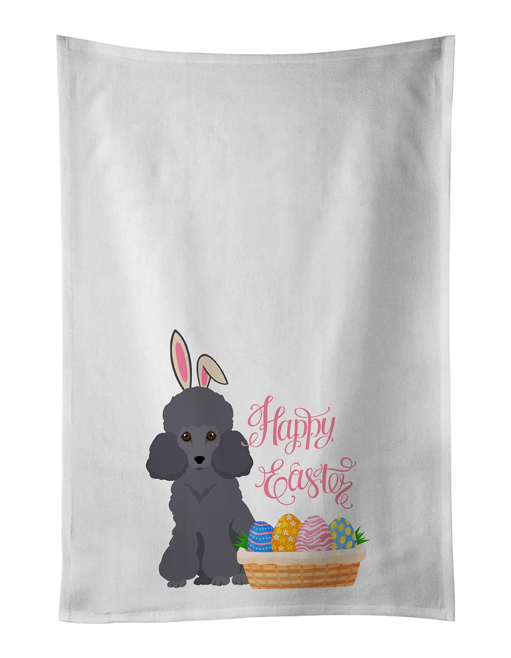 Buy this Toy Grey Poodle Easter White Kitchen Towel Set of 2 Dish Towels