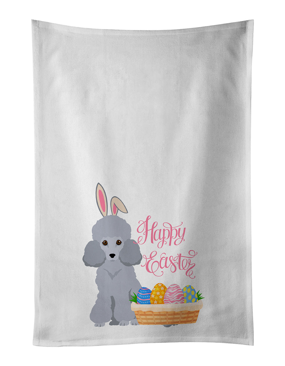 Buy this Toy Silver Poodle Easter White Kitchen Towel Set of 2 Dish Towels