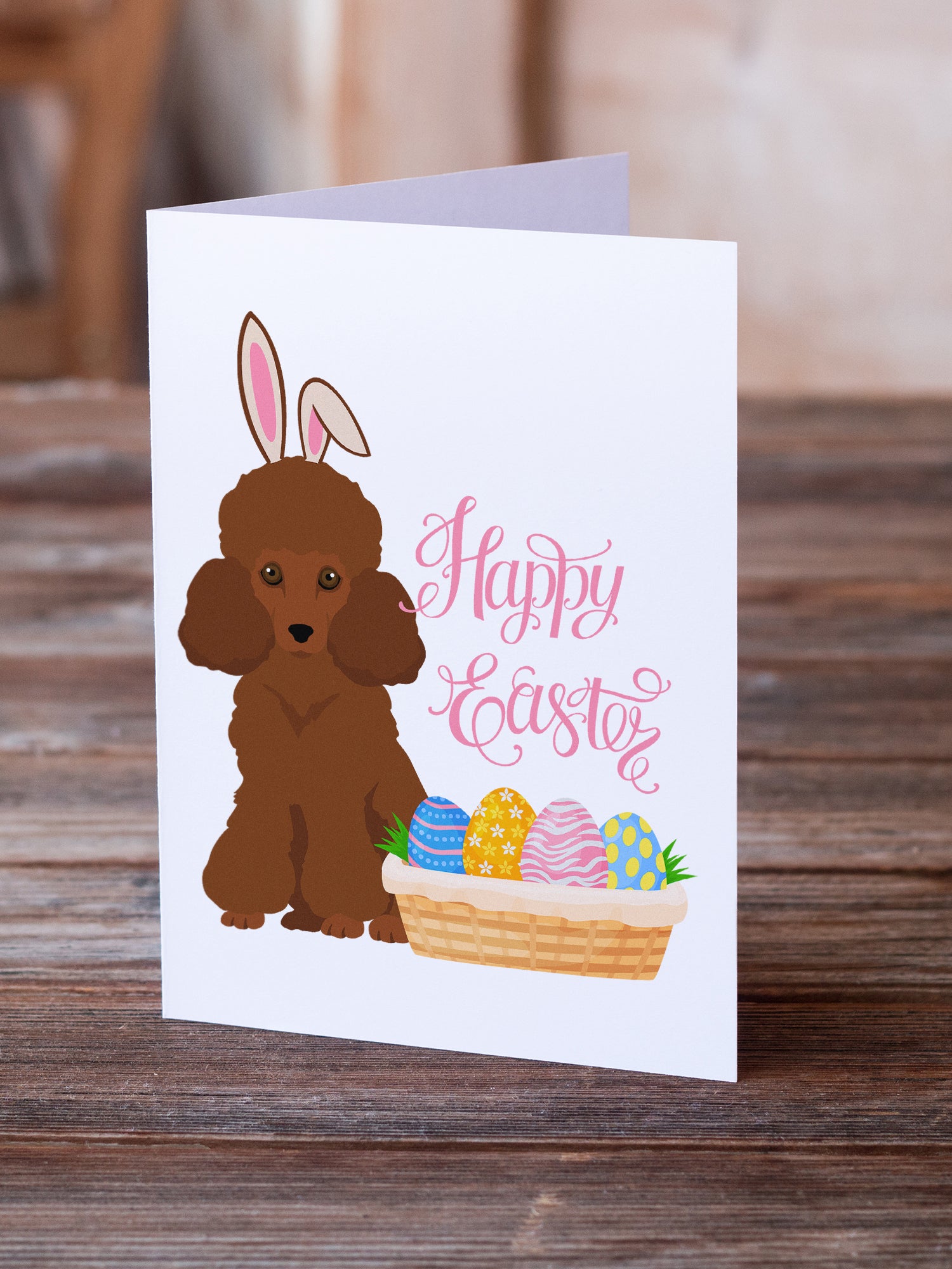 Toy Red Poodle Easter Greeting Cards and Envelopes Pack of 8 - the-store.com