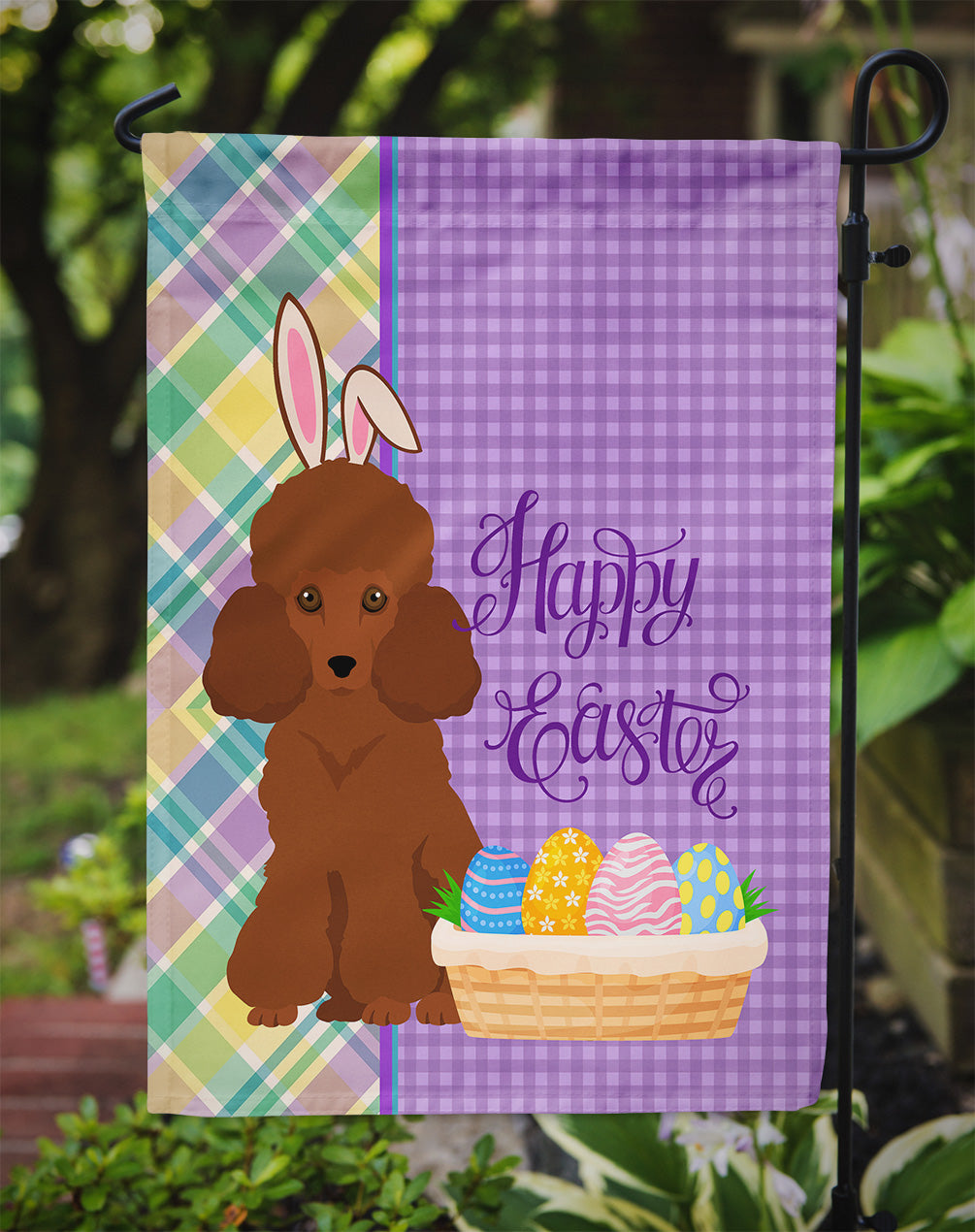 Toy Red Poodle Easter Flag Garden Size