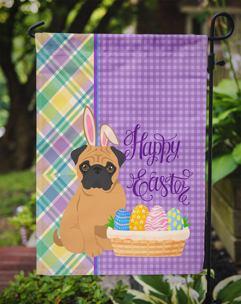 Apricot Pug Easter Flag Garden Size  the-store.com.