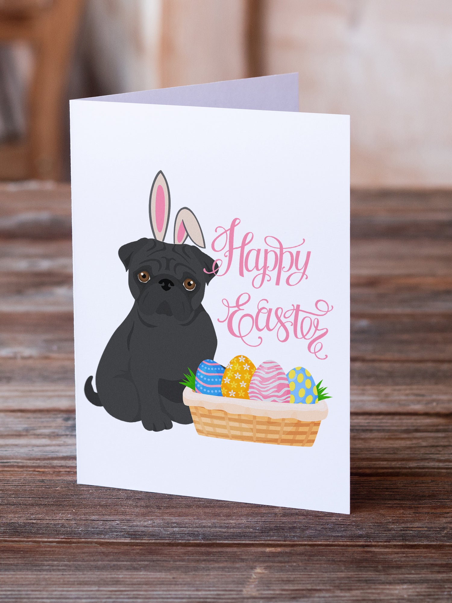 Buy this Black Pug Easter Greeting Cards and Envelopes Pack of 8