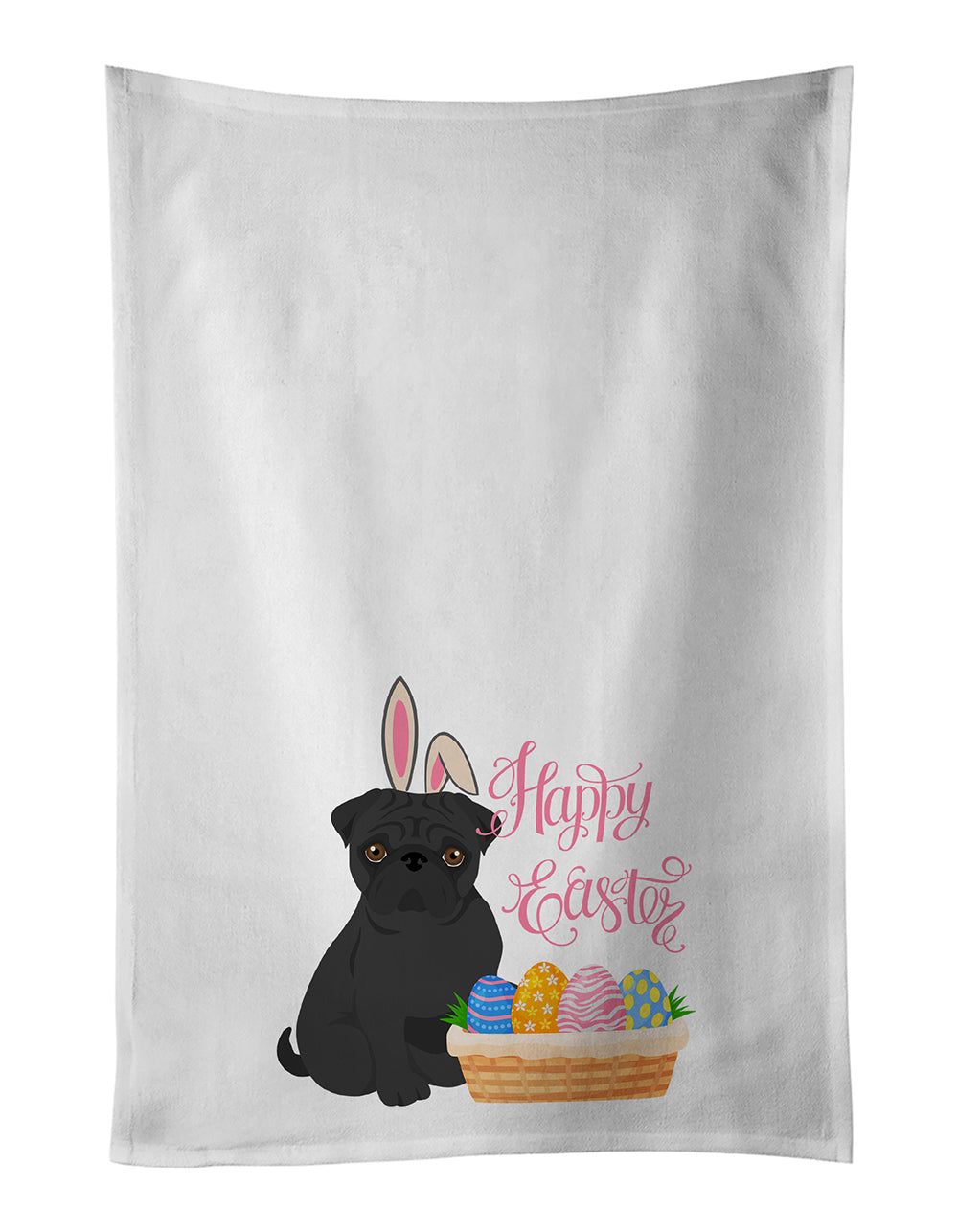 Buy this Black Pug Easter White Kitchen Towel Set of 2 Dish Towels