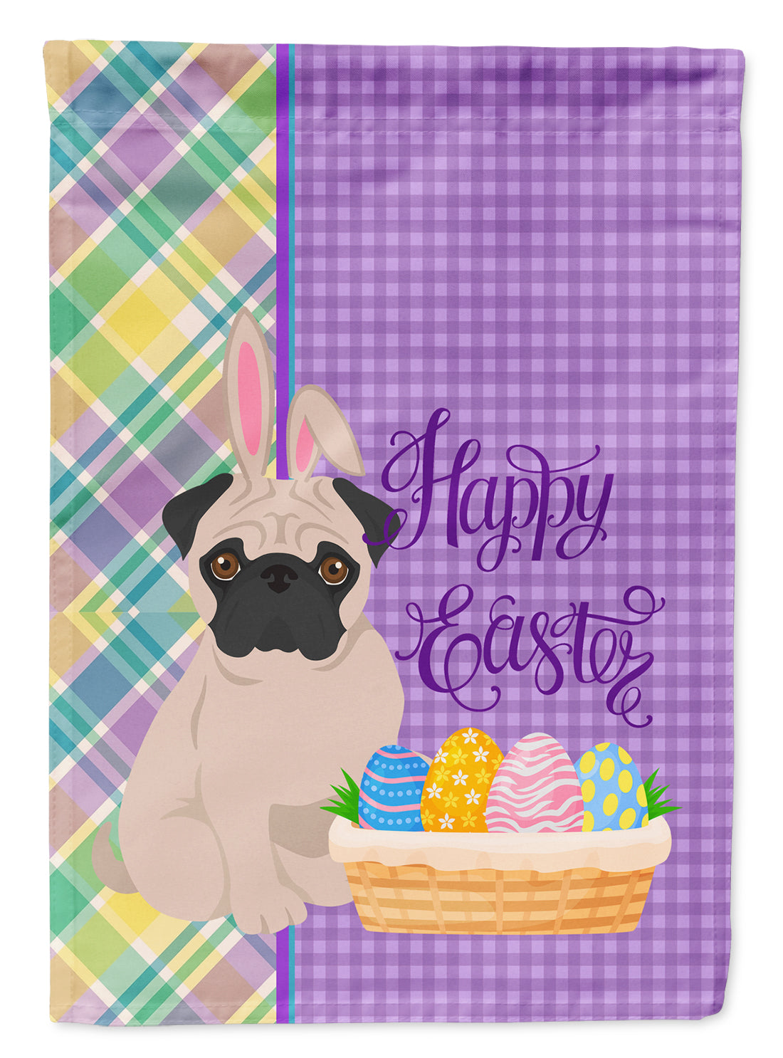 Fawn Pug Easter Flag Garden Size  the-store.com.