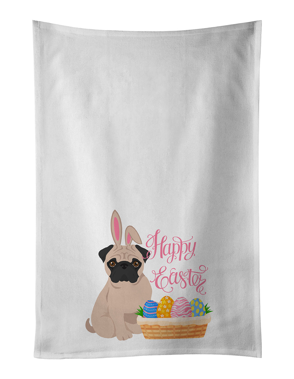 Buy this Fawn Pug Easter White Kitchen Towel Set of 2 Dish Towels