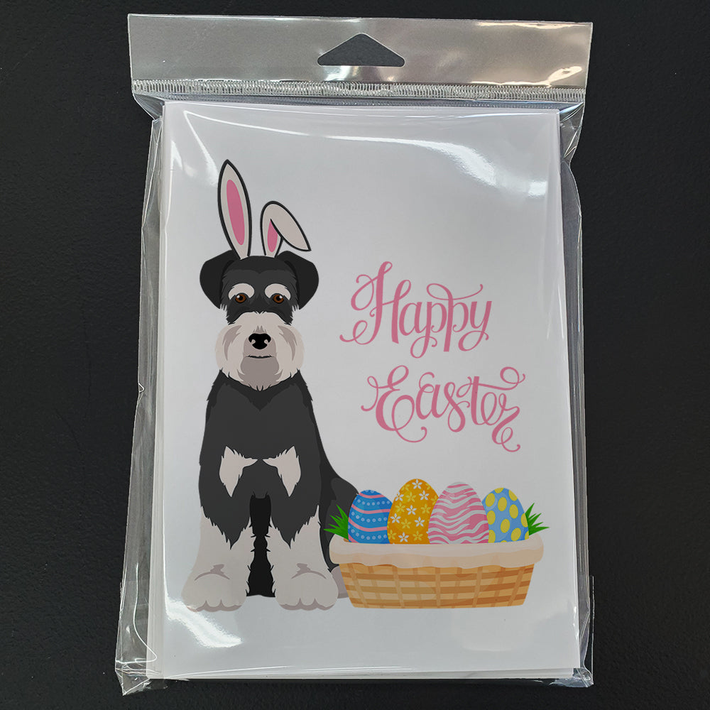 Black and Silver Natural Ears Schnauzer Easter Greeting Cards and Envelopes Pack of 8 - the-store.com