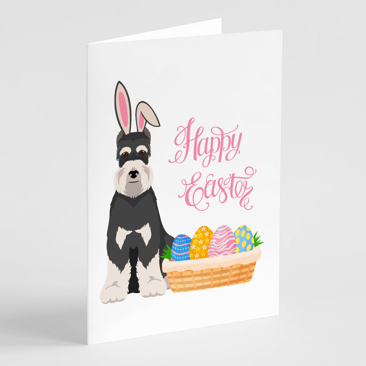 Buy this Black and Silver Schnauzer Easter Greeting Cards and Envelopes Pack of 8
