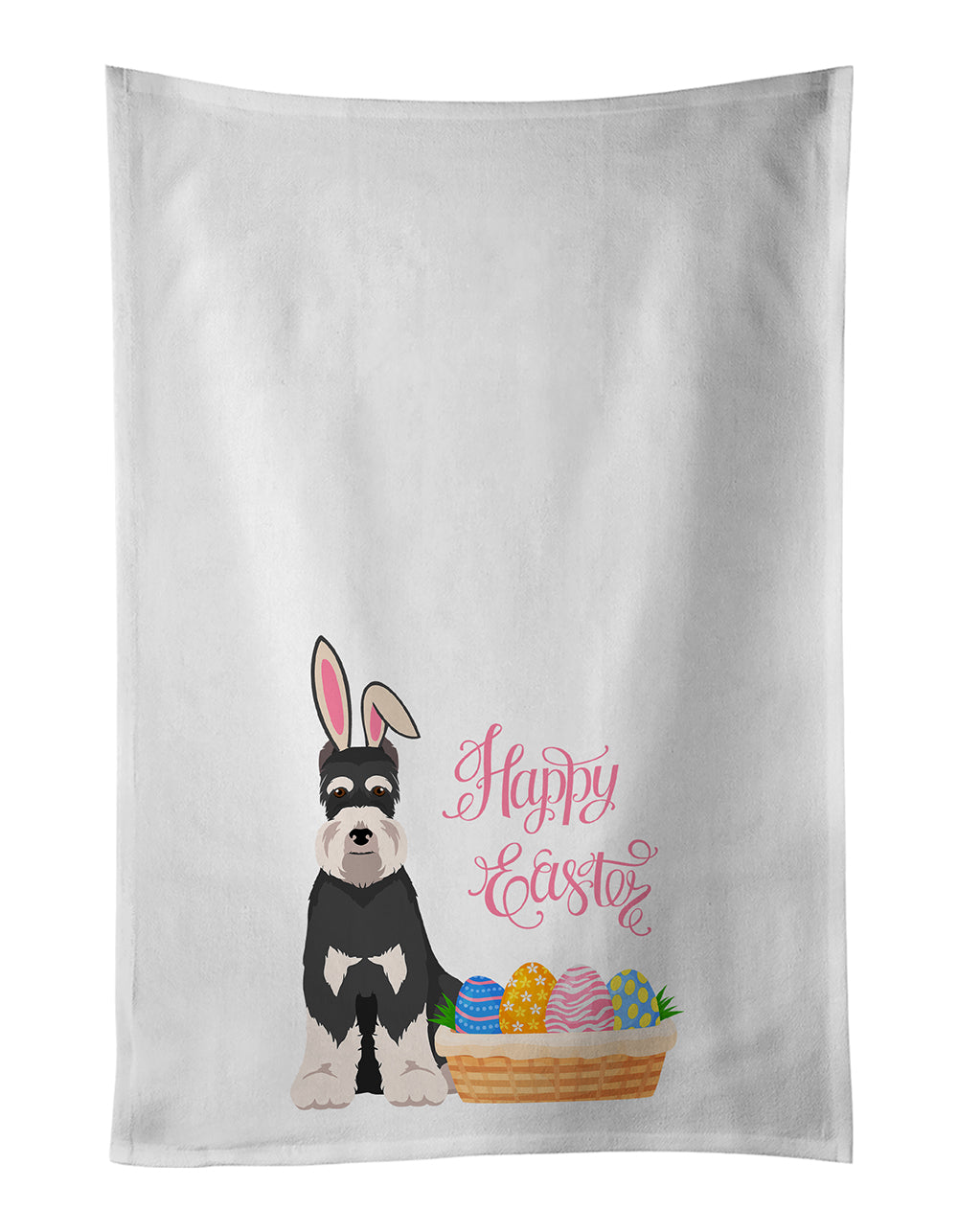 Buy this Black and Silver Schnauzer Easter White Kitchen Towel Set of 2 Dish Towels