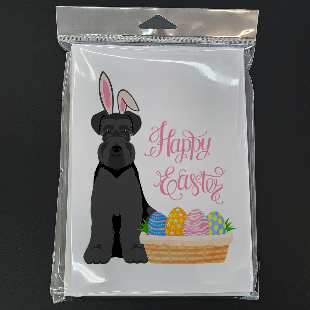 Black Natural Ears Schnauzer Easter Greeting Cards and Envelopes Pack of 8 - the-store.com
