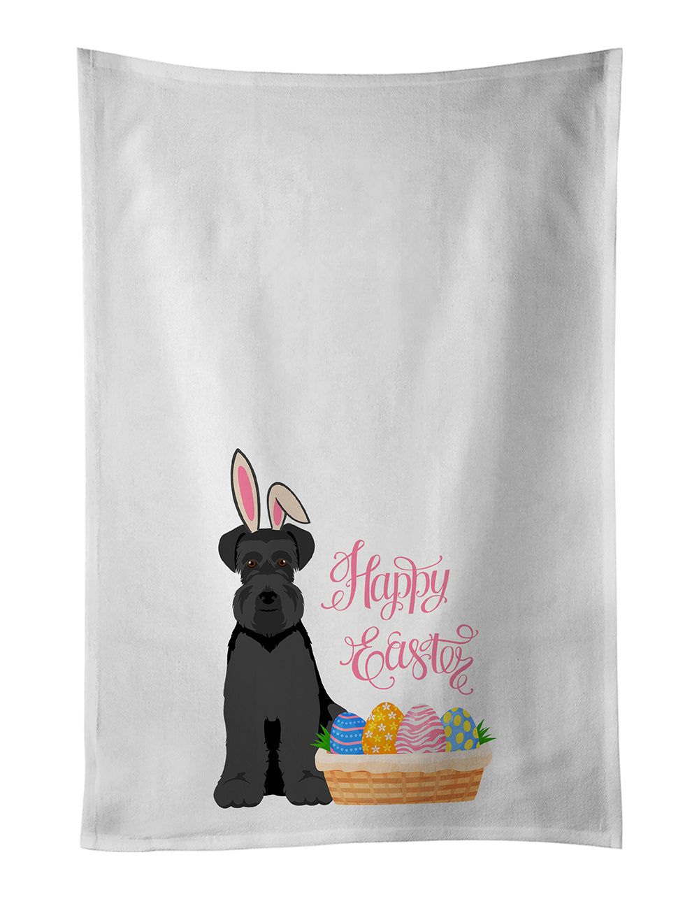 Buy this Black Natural Ears Schnauzer Easter White Kitchen Towel Set of 2 Dish Towels