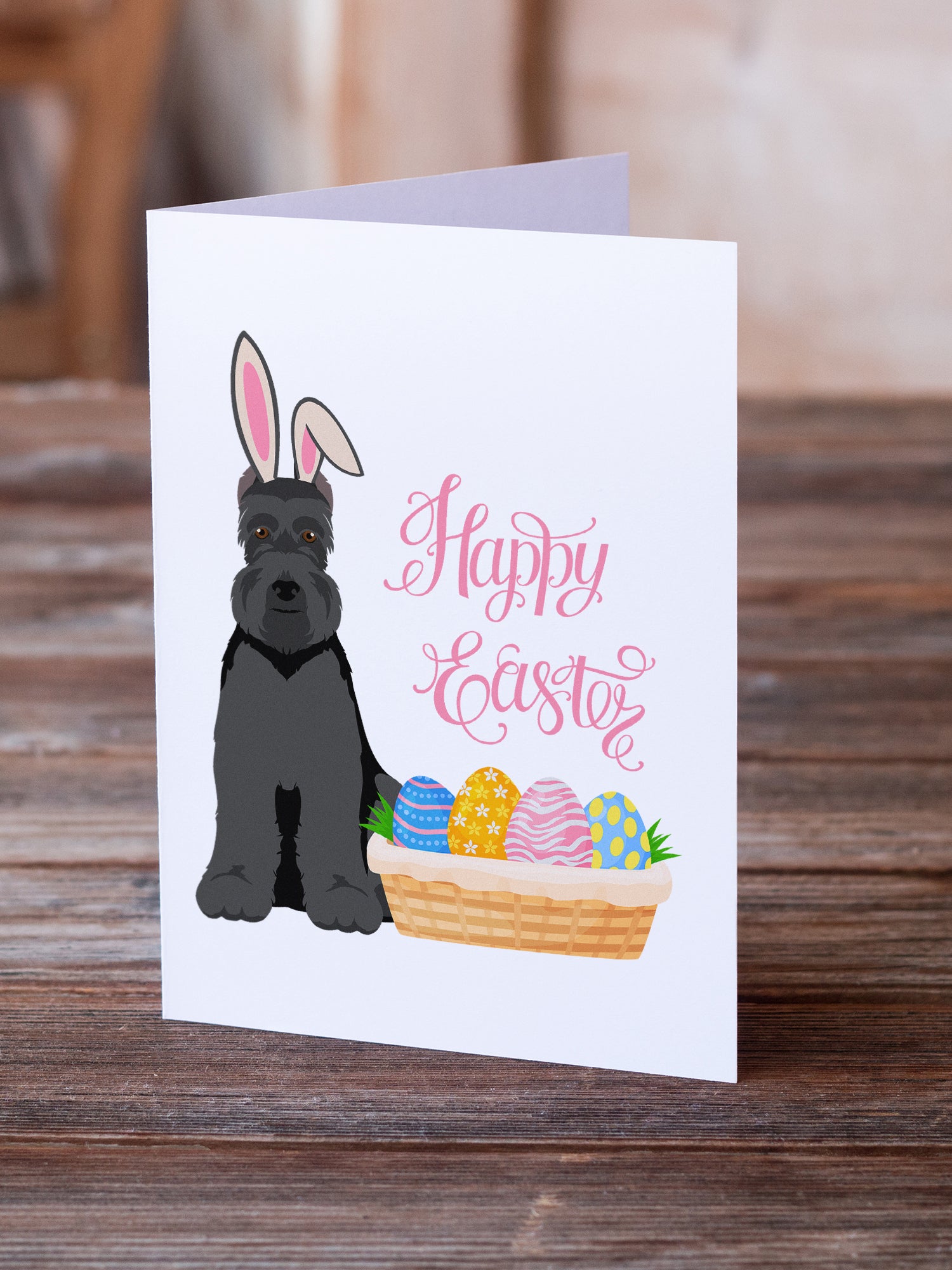 Black Schnauzer Easter Greeting Cards and Envelopes Pack of 8 - the-store.com
