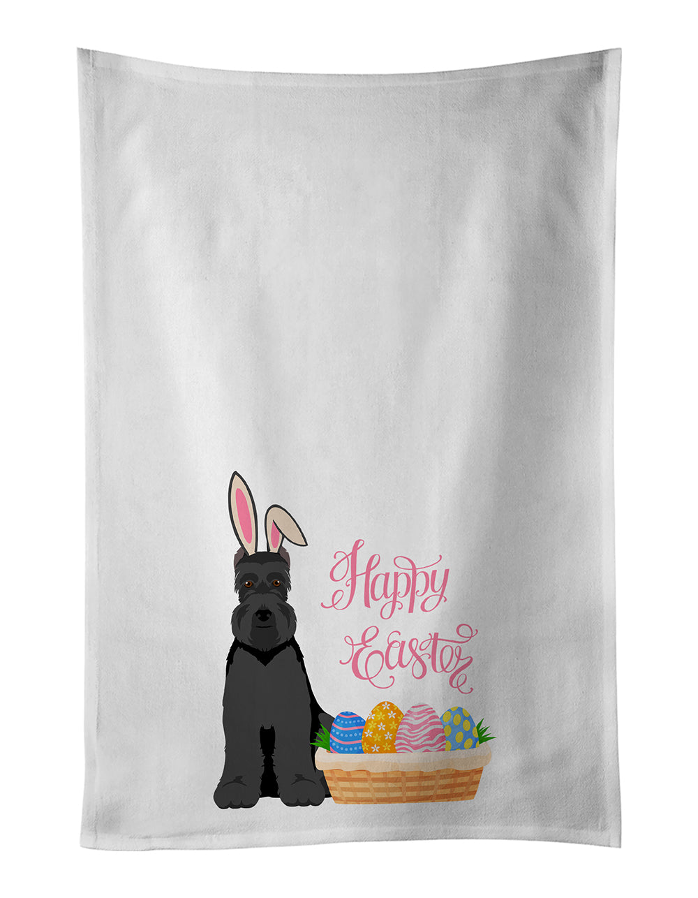 Buy this Black Schnauzer Easter White Kitchen Towel Set of 2 Dish Towels