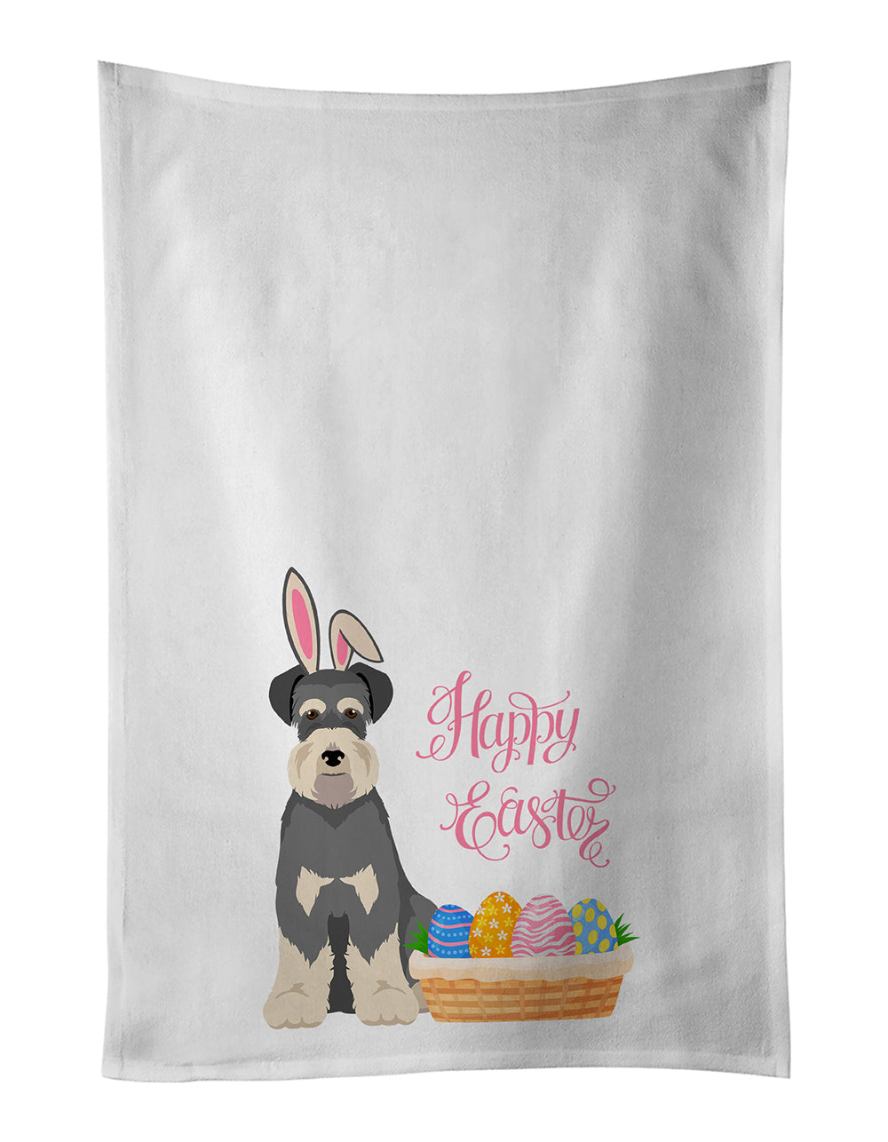 Buy this Salt Pepper Natural Ears Schnauzer Easter White Kitchen Towel Set of 2 Dish Towels