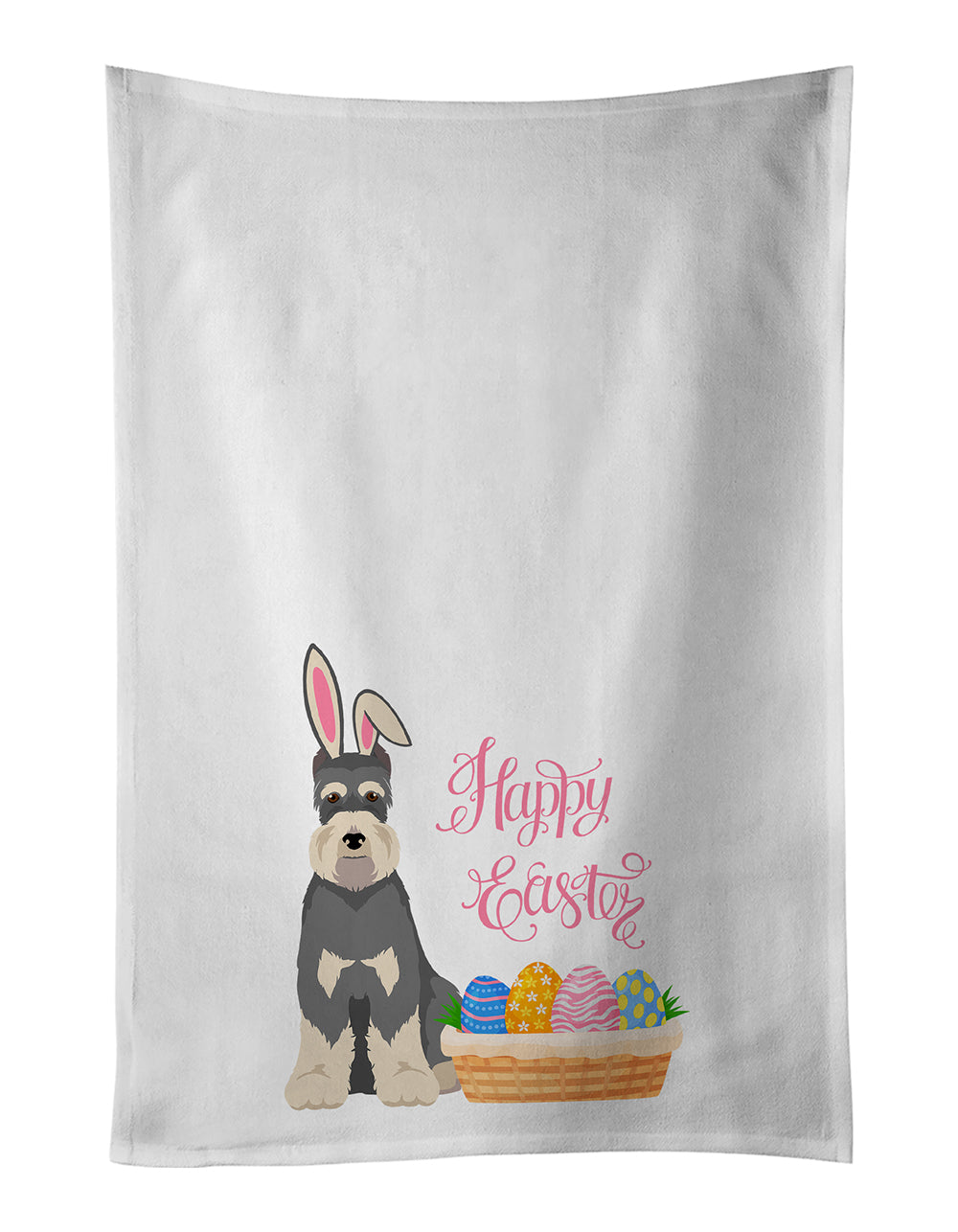 Buy this Salt Pepper Schnauzer Easter White Kitchen Towel Set of 2 Dish Towels