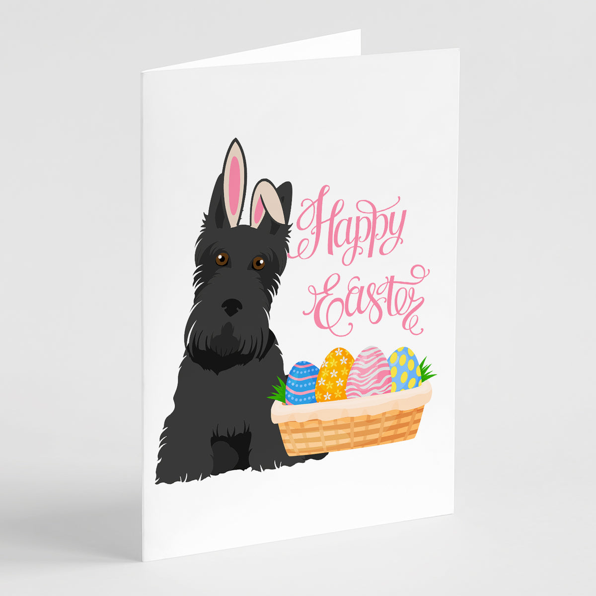 Buy this Black Scottish Terrier Easter Greeting Cards and Envelopes Pack of 8
