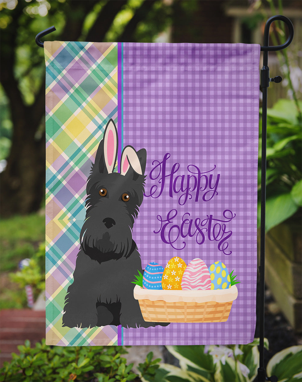 Black Scottish Terrier Easter Flag Garden Size