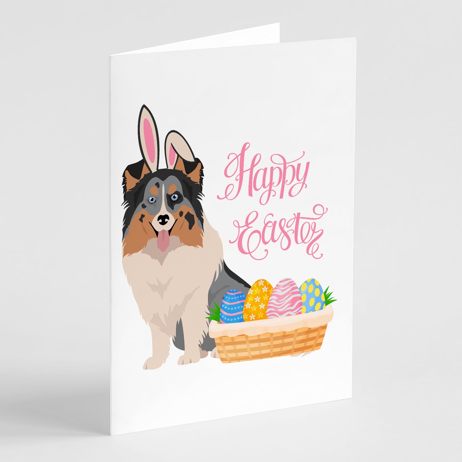Buy this Blue Merle Sheltie Easter Greeting Cards and Envelopes Pack of 8