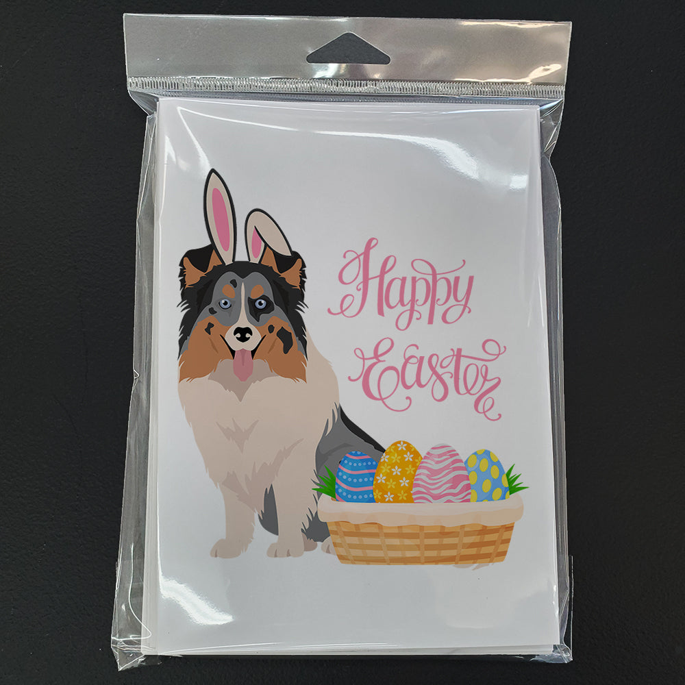 Blue Merle Sheltie Easter Greeting Cards and Envelopes Pack of 8 - the-store.com